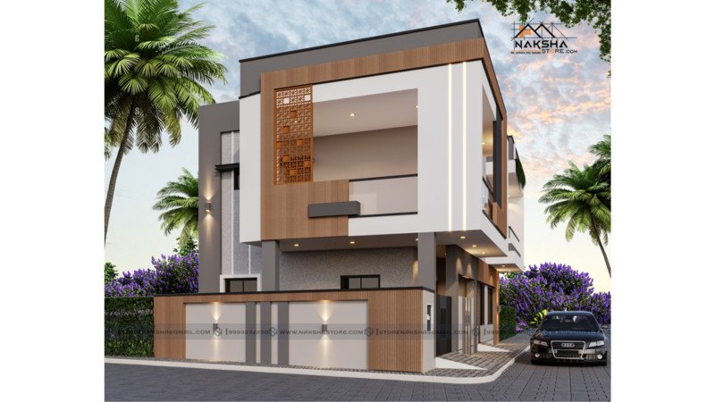 Modern 3D House Elevation | Contemporary Duplex Home Design 2025